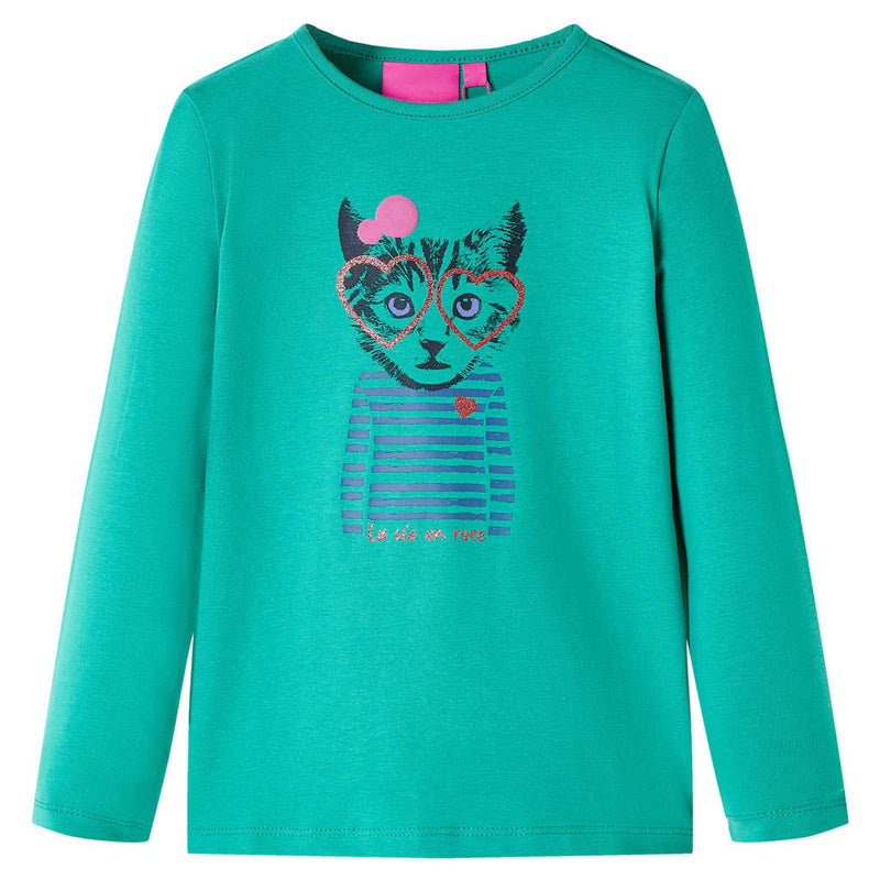 Afbeelding laden in galerijviewer, Vidaxl kindershirt met lange mouwen 116 felgroen
