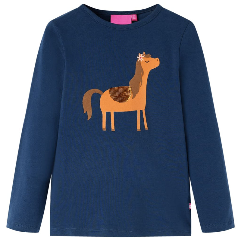 Afbeelding laden in galerijviewer, Vidaxl kindershirt met lange mouwen 140 marineblauw
