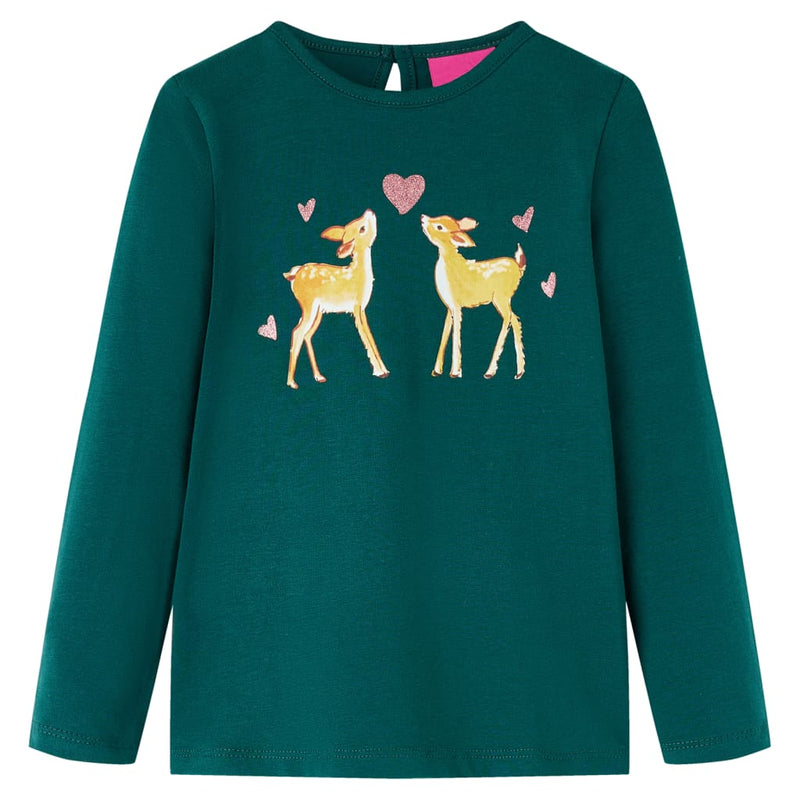 Afbeelding laden in galerijviewer, Vidaxl kindershirt met lange mouwen 92 donkergroen
