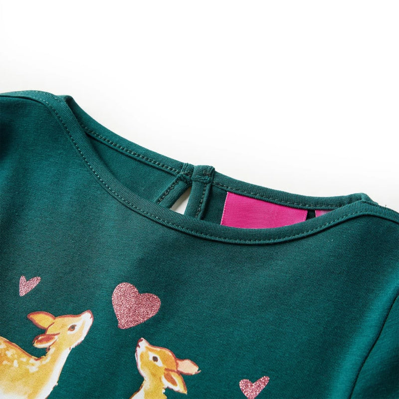 Afbeelding laden in galerijviewer, Vidaxl kindershirt met lange mouwen 92 donkergroen
