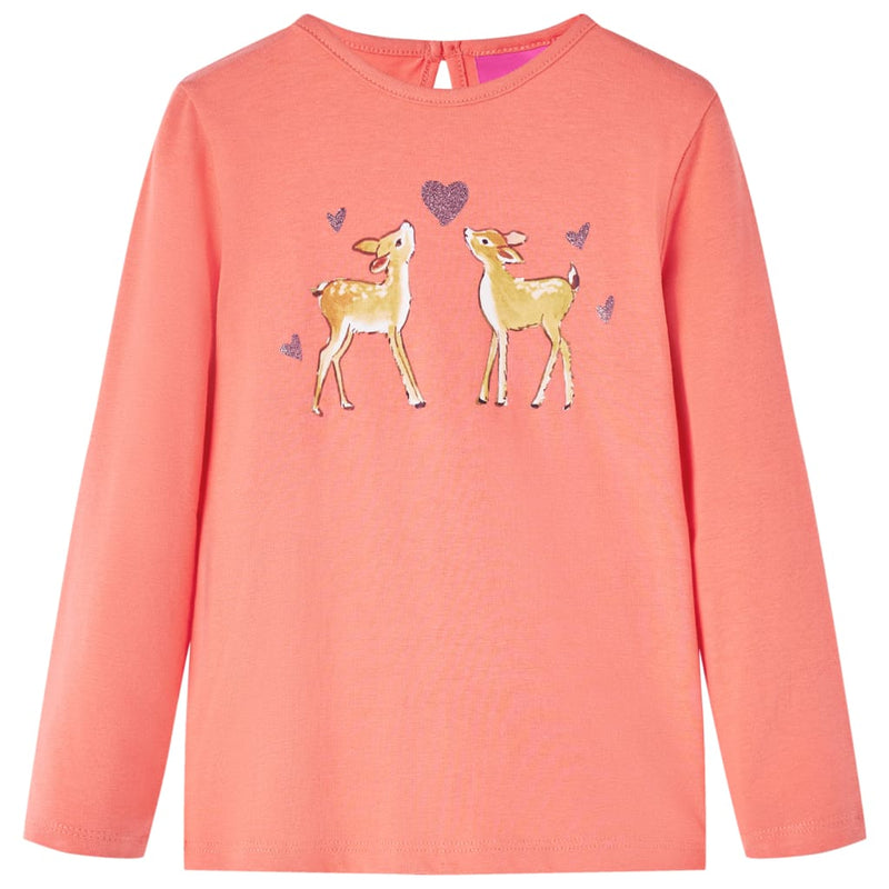 Afbeelding laden in galerijviewer, VidaXL Kindershirt met lange mouwen 140 koraalkleurig
