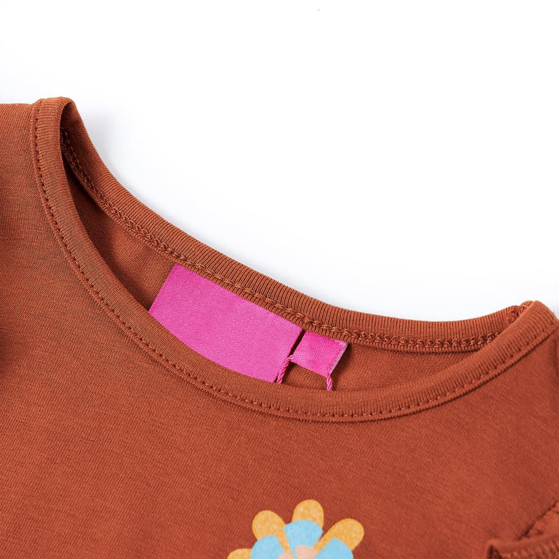 Afbeelding laden in galerijviewer, Vidaxl kindershirt met lange mouwen 128 cognackleurig

