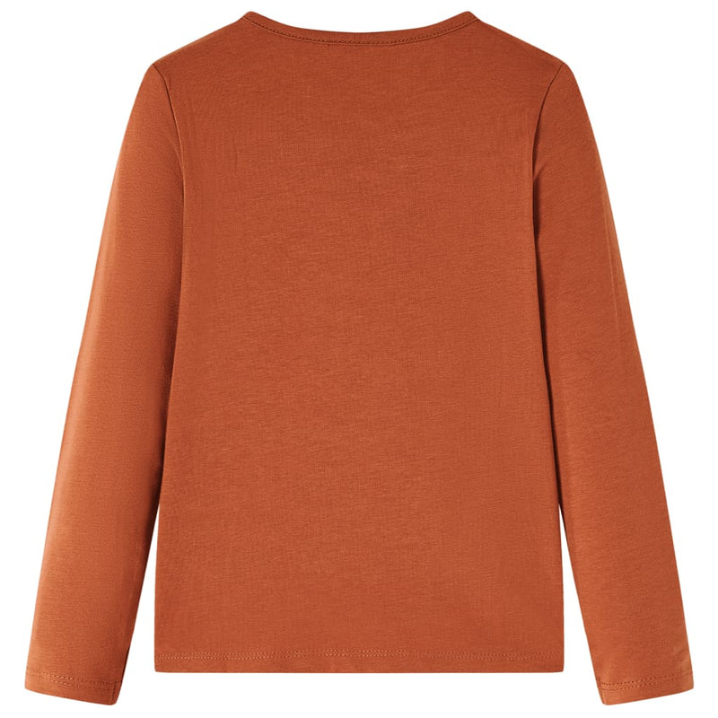 Afbeelding laden in galerijviewer, Vidaxl kindershirt met lange mouwen 140 cognackleurig
