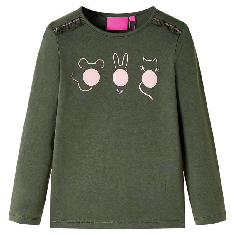 Afbeelding laden in galerijviewer, VidaXL Kindershirt met lange mouwen 116 kakikleurig
