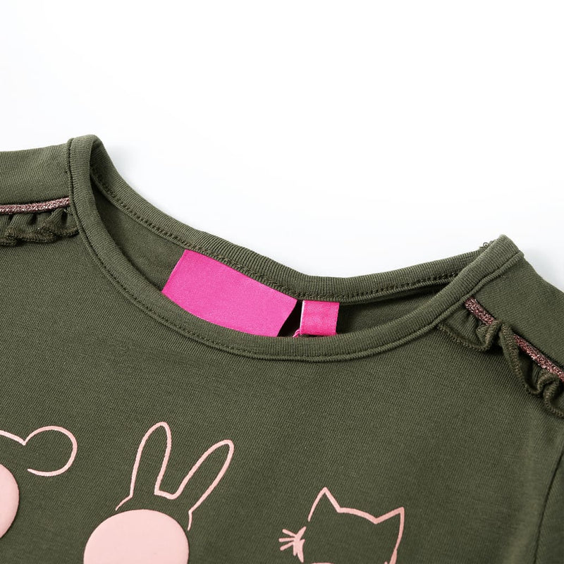 Afbeelding laden in galerijviewer, VidaXL Kindershirt met lange mouwen 116 kakikleurig
