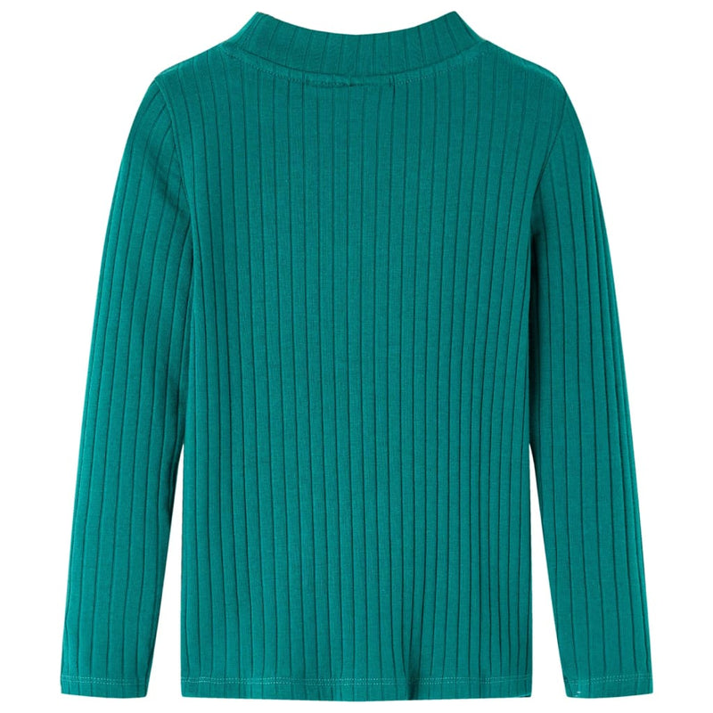Afbeelding laden in galerijviewer, Vidaxl kindershirt met lange mouwen geribd 128 donkergroen

