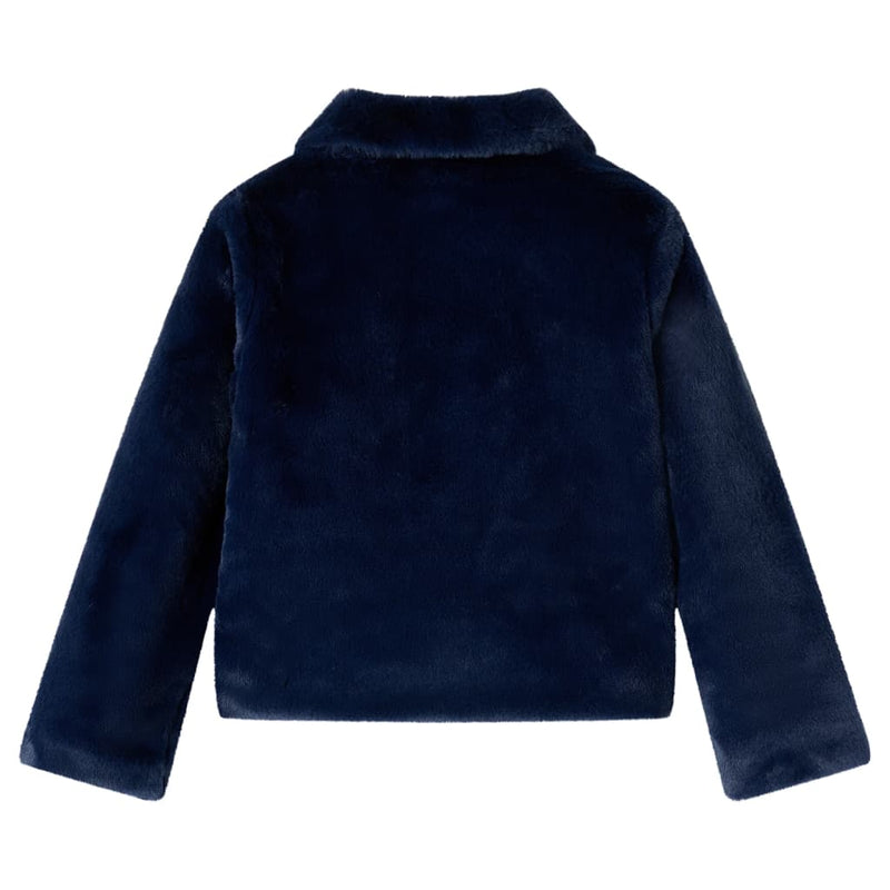 Afbeelding laden in galerijviewer, Vidaxl kinderjas 128 kunstvacht marineblauw
