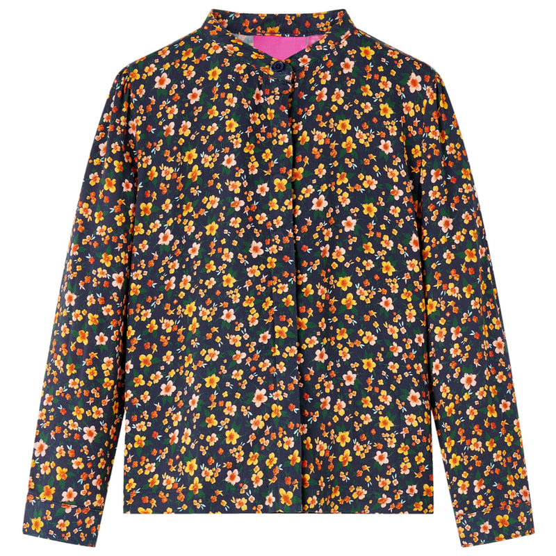 Afbeelding laden in galerijviewer, Vidaxl kinderoverhemd met bandkraag 128 marineblauw
