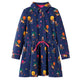 Vidaxl kinderjurk lange mouwen en trekkoord 128 marineblauw