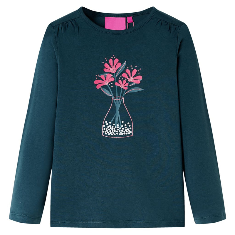 Afbeelding laden in galerijviewer, VidaXL Kindershirt met lange mouwen 92 donkergroen
