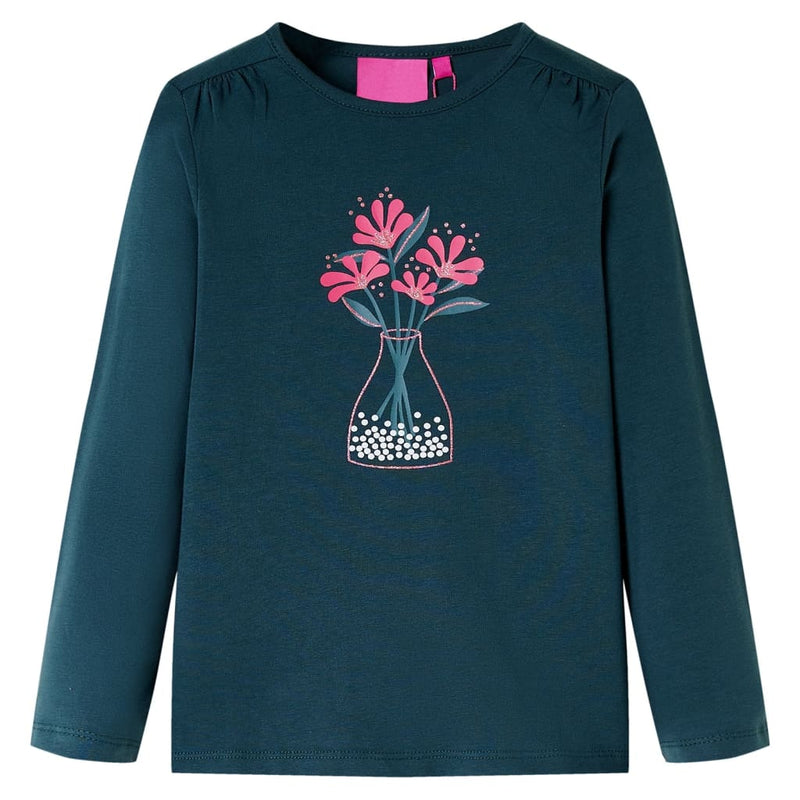 Afbeelding laden in galerijviewer, Vidaxl kindershirt met lange mouwen 104 donkergroen
