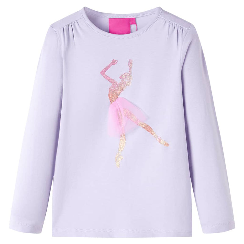 Afbeelding laden in galerijviewer, VidaXL Kindershirt met lange mouwen 128 lichtlila
