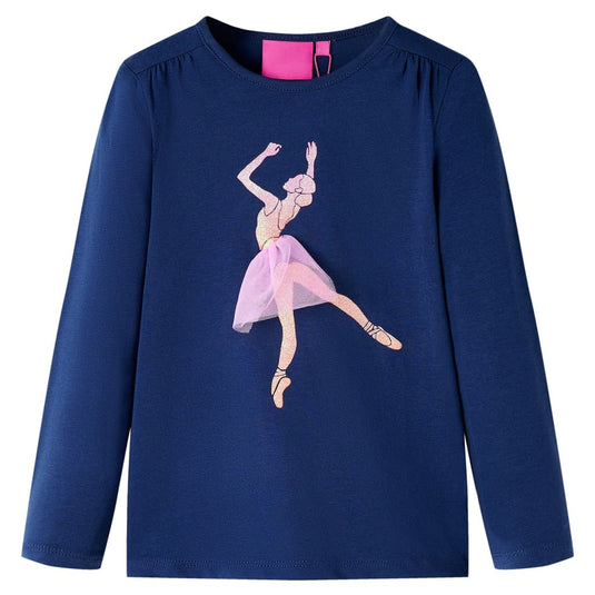 Vidaxl kindershirt met lange mouwen 116 marineblauw