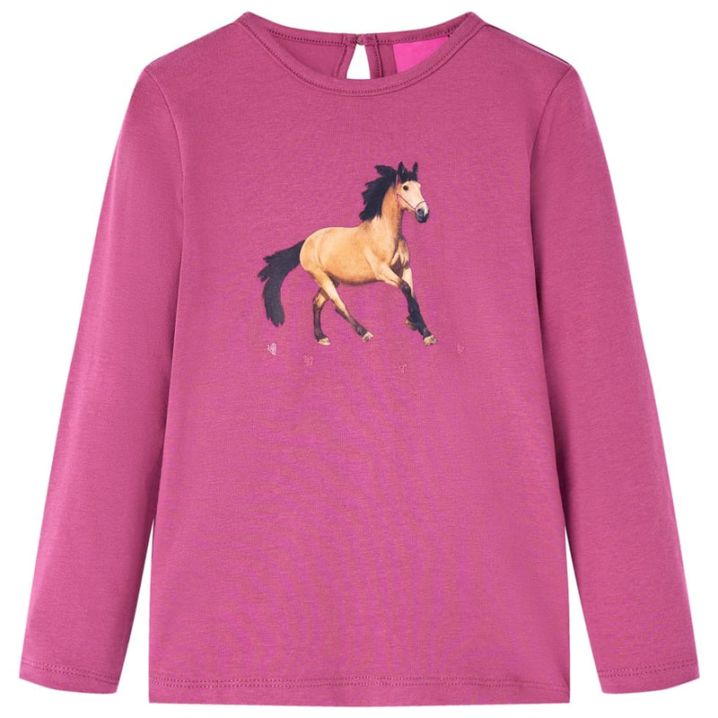 Afbeelding laden in galerijviewer, VidaXL Kindershirt met lange mouwen 128 frambooskleurig
