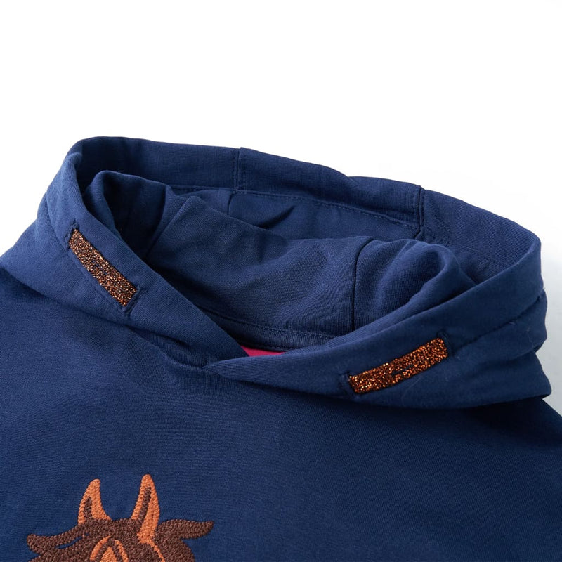 Afbeelding laden in galerijviewer, VidaXL Kindertrui met capuchon 128 marineblauw
