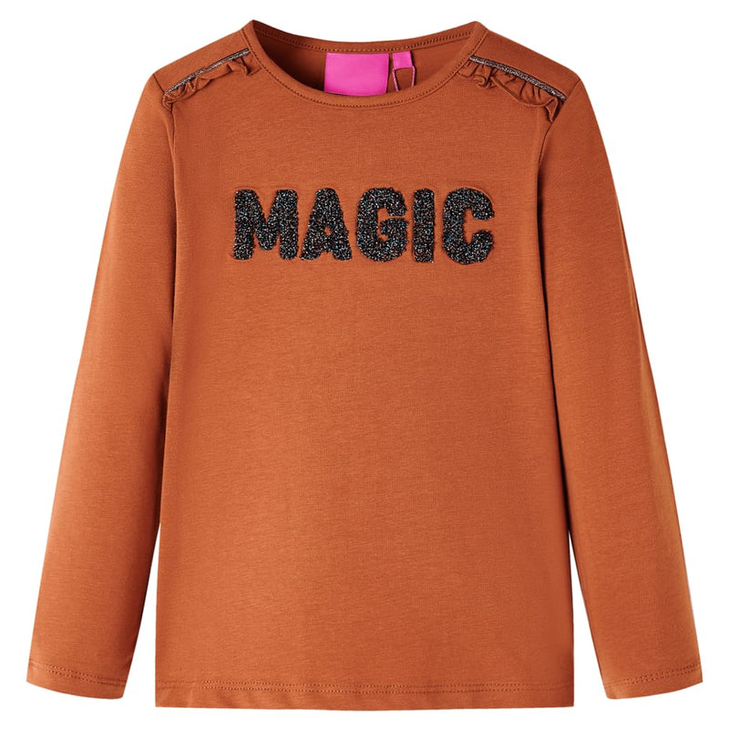 Afbeelding laden in galerijviewer, VidaXL Kindershirt met lange mouwen 104 cognackleurig
