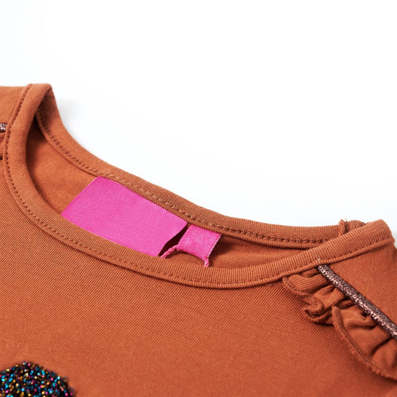 Afbeelding laden in galerijviewer, VidaXL Kindershirt met lange mouwen 128 cognackleurig
