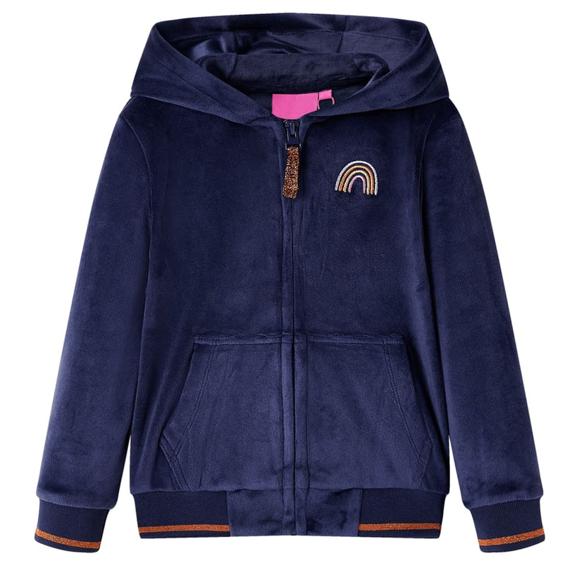 Afbeelding laden in galerijviewer, Vidaxl kinderjas met capuchon 128 marineblauw
