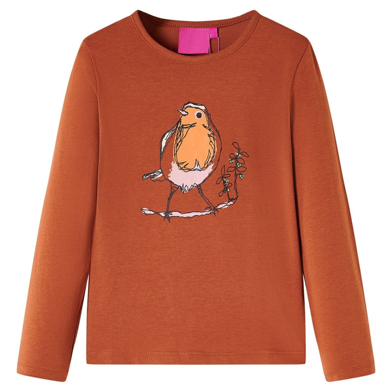 Afbeelding laden in galerijviewer, VidaXL Kindershirt met lange mouwen 92 cognackleurig
