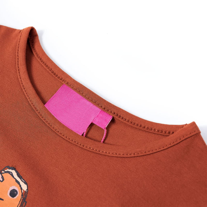 Afbeelding laden in galerijviewer, VidaXL Kindershirt met lange mouwen 92 cognackleurig
