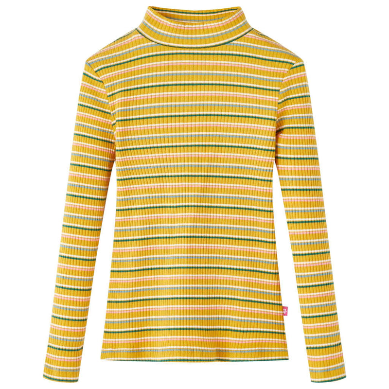 Afbeelding laden in galerijviewer, VidaXL Kindershirt met lange mouwen 92 gestreept okerkleurig
