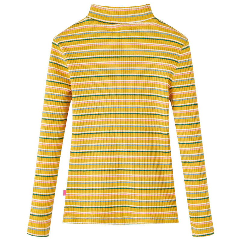 Afbeelding laden in galerijviewer, VidaXL Kindershirt met lange mouwen 92 gestreept okerkleurig
