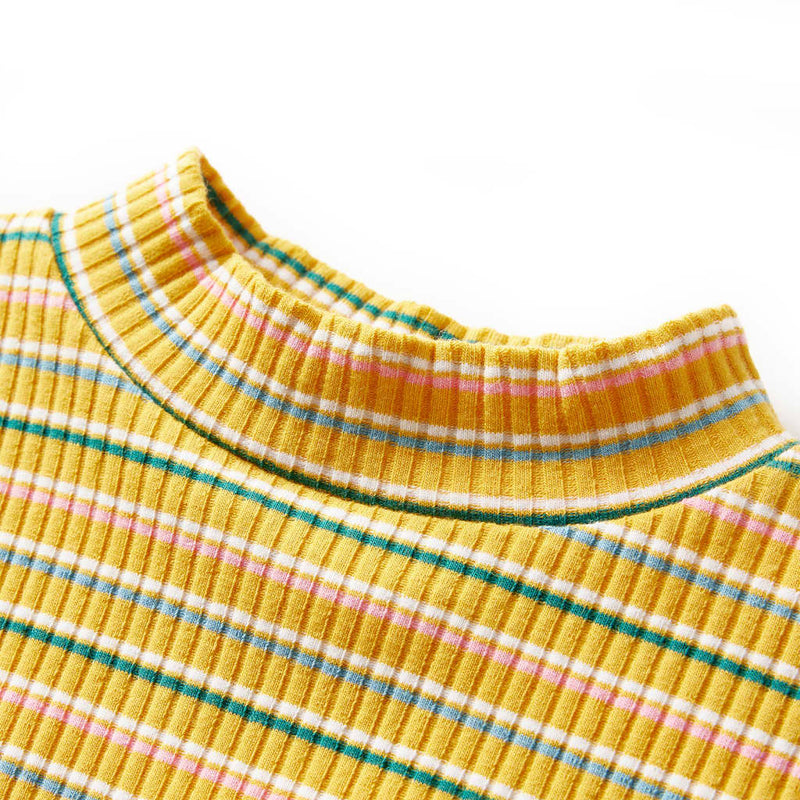 Afbeelding laden in galerijviewer, VidaXL Kindershirt met lange mouwen 92 gestreept okerkleurig
