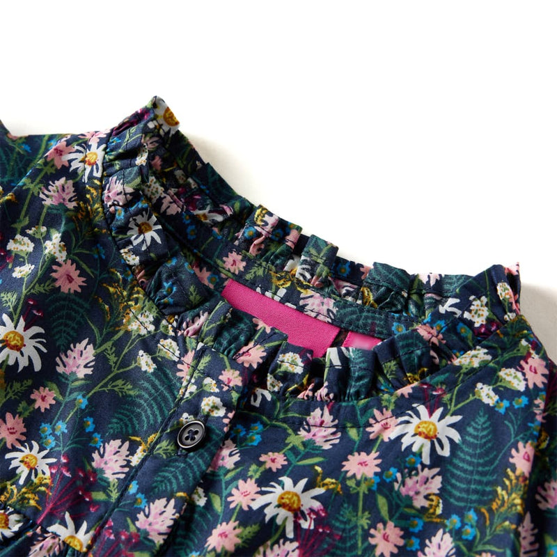 Afbeelding laden in galerijviewer, Vidaxl kinderjurk met lange mouwen 92 donkerblauw
