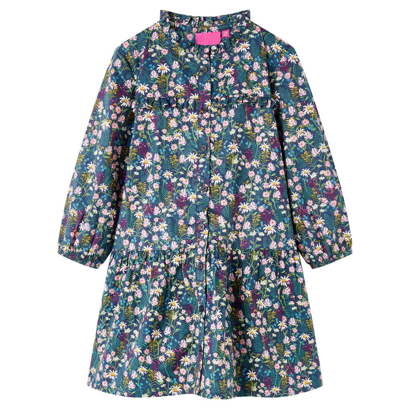Afbeelding laden in galerijviewer, Vidaxl kinderjurk met lange mouwen 104 donkerblauw
