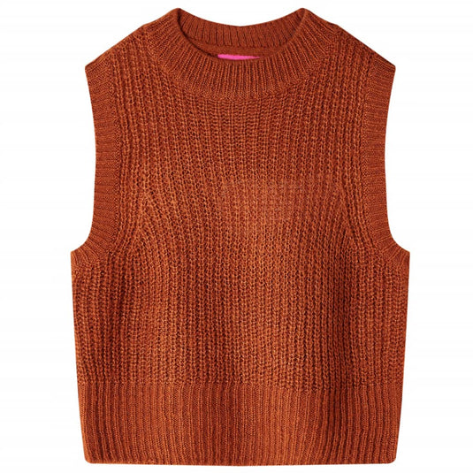 Vidaxl kinderspencer gebreid 140 cognackleurig