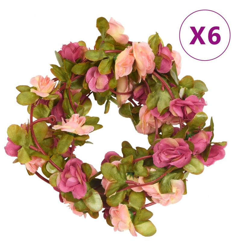 Afbeelding laden in galerijviewer, Vidaxl bloemenslingers 6 st 250 cm rozerood
