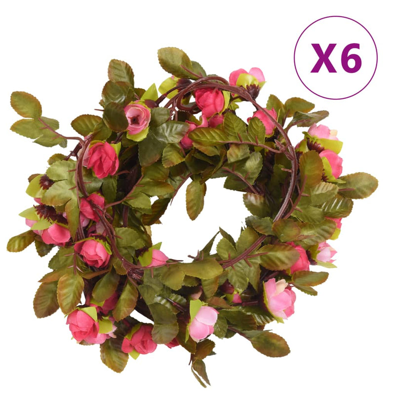 Afbeelding laden in galerijviewer, Vidaxl bloemenslingers 6 st 215 cm rozenroze

