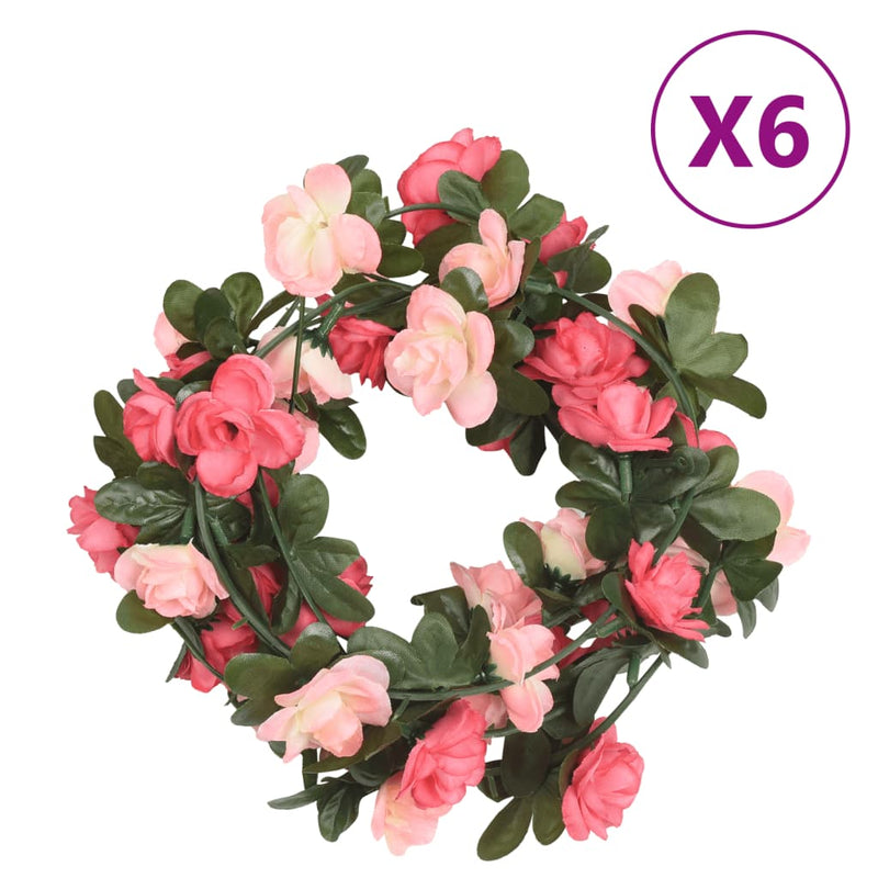 Afbeelding laden in galerijviewer, Vidaxl kerstslingers met bloemen 6 st 240 cm rozé
