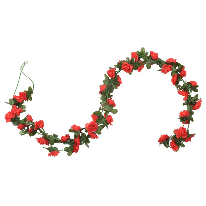 Afbeelding laden in galerijviewer, Vidaxl kerstslingers met bloemen 6 st 240 cm rood
