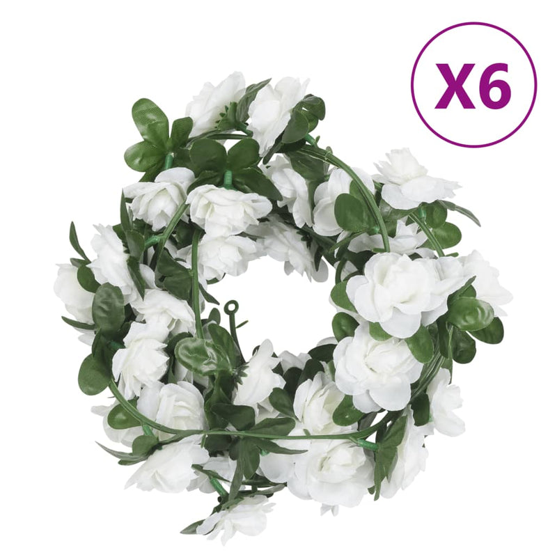 Afbeelding laden in galerijviewer, Vidaxl kerstslingers met bloemen 6 st 240 cm wit
