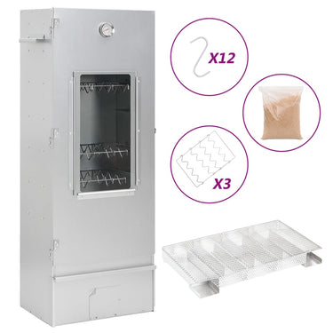 Vidaxl bbq-rookoven met koude rookgenerator gegalvaniseerd staal