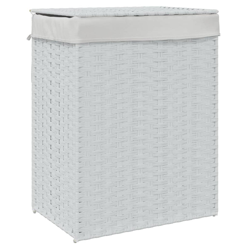 Afbeelding laden in galerijviewer, Vidaxl wasmand met deksel 46x33x60 cm poly rattan wit

