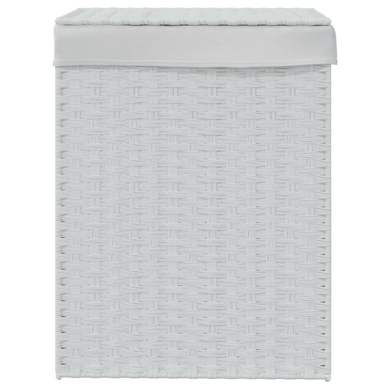 Afbeelding laden in galerijviewer, Vidaxl wasmand met deksel 46x33x60 cm poly rattan wit

