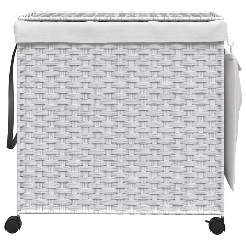 Afbeelding laden in galerijviewer, Vidaxl wasmand op wielen 60x35x60,5 cm rattan wit
