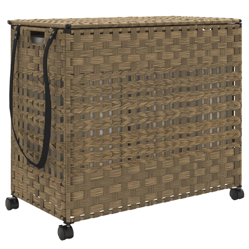 Afbeelding laden in galerijviewer, Vidaxl wasmand op wielen 66x35x60 cm rattan
