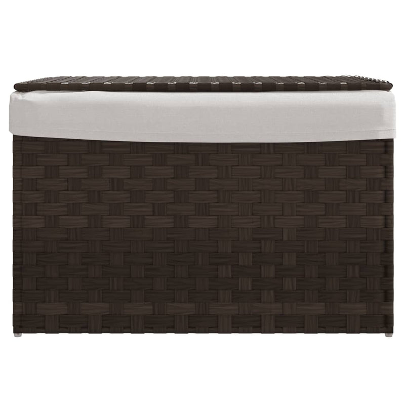 Afbeelding laden in galerijviewer, Vidaxl wasmand met deksel 55,5x35x34 cm poly rattan donkerbruin

