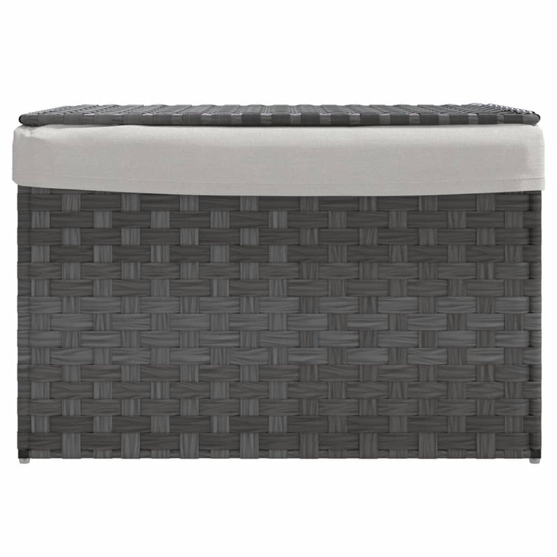 Afbeelding laden in galerijviewer, Vidaxl wasmand met deksel 55,5x35x34 cm poly rattan grijs
