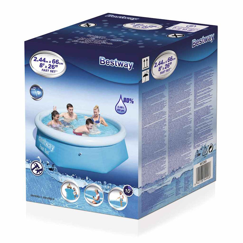 Afbeelding laden in galerijviewer, Bestway fast set zwembad opblaasbaar rond 244x66 cm
