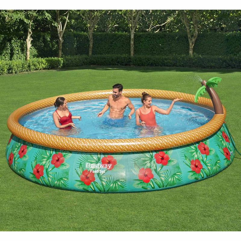 Afbeelding laden in galerijviewer, Bestway fast set zwembadset paradise palms opblaasbaar 457x84 cm
