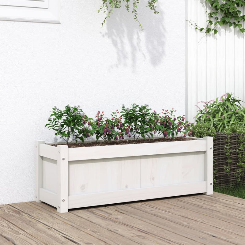 Afbeelding laden in galerijviewer, Vidaxl plantenbak 90x31x31 cm massief grenenhout wit
