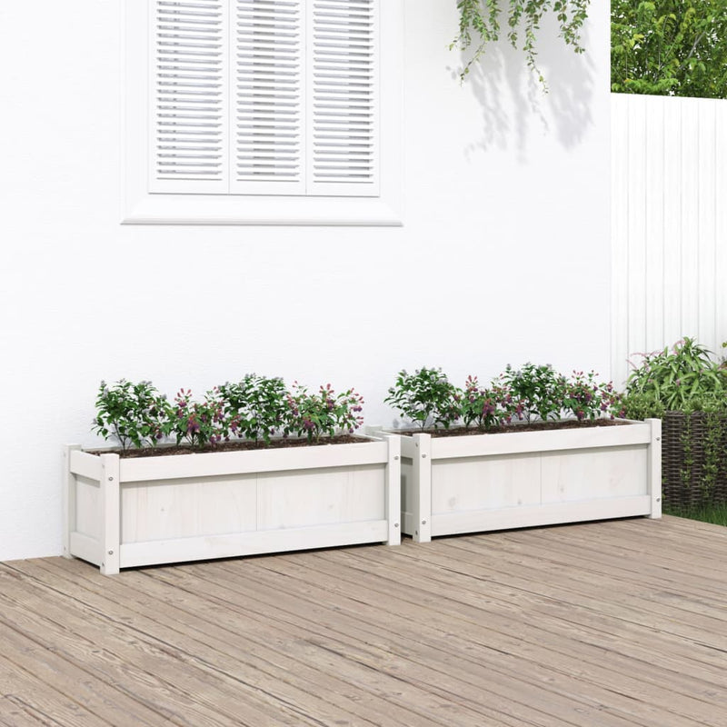 Afbeelding laden in galerijviewer, Vidaxl plantenbakken 2 st cm massief grenenhout wit
