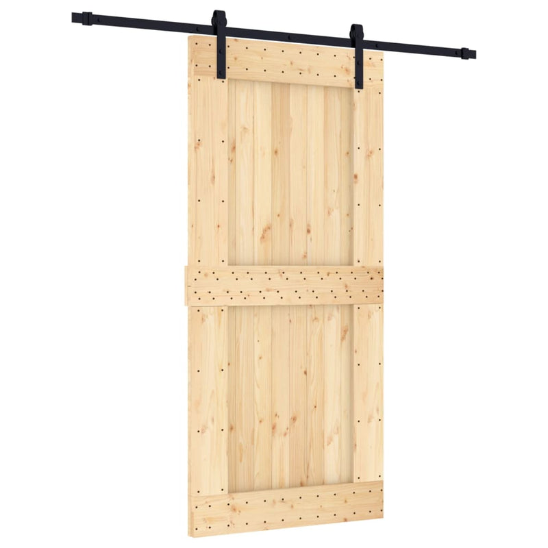 Afbeelding laden in galerijviewer, VidaXL Schuifdeur met beslag 95x210 cm massief grenenhout
