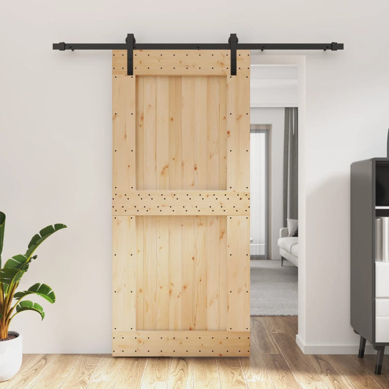 Afbeelding laden in galerijviewer, VidaXL Schuifdeur met beslag 95x210 cm massief grenenhout
