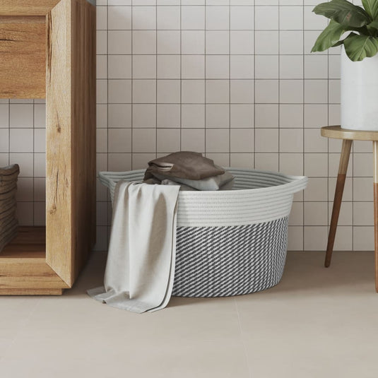 Vidaxl opbergmand ø 40x25 cm katoen grijs en wit