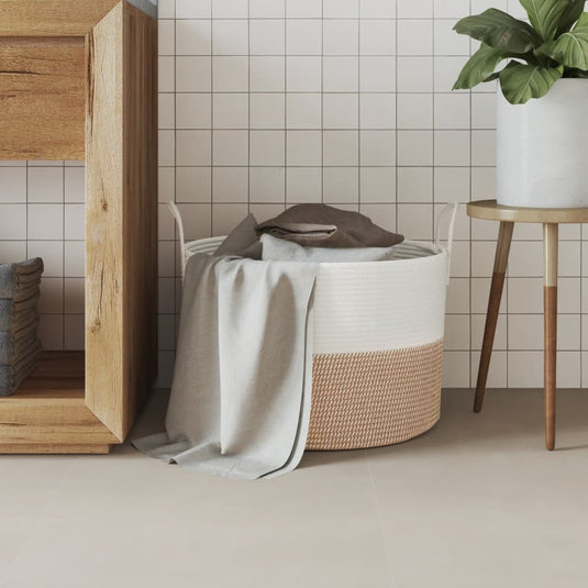 Vidaxl opbergmand ø 51x33 cm katoen bruin en wit